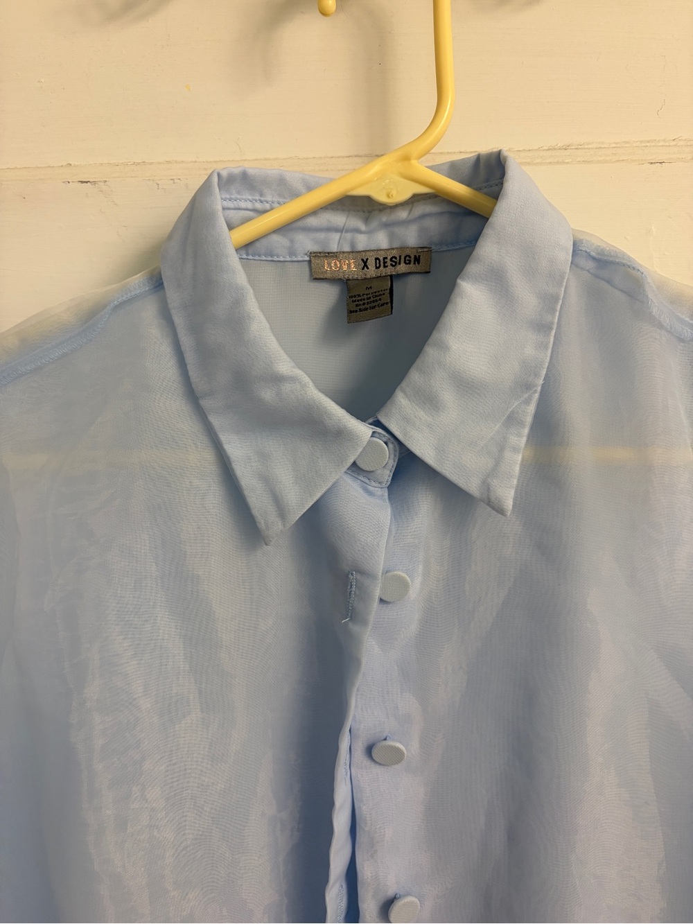 Love By Design Pale Blue Sheer Button-Down Shirt
